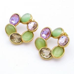 Stainless Steel Stone&Crystal Earring - KE118917-SP