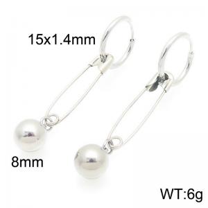 Simple and stylish pin hanging bead stainless steel earrings - KE118970-Z