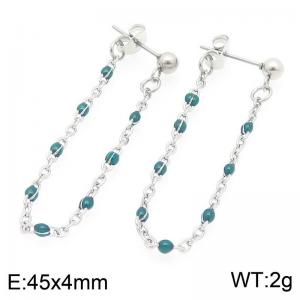 Stainless Steel Chain Earrings With Colorful Beads Gold Silver Color - KE118972-Z