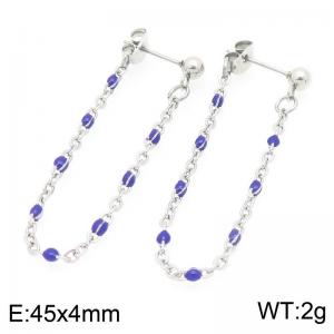 Stainless Steel Chain Earrings With Colorful Beads Gold Silver Color - KE118976-Z