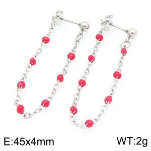 Stainless Steel Chain Earrings With Colorful Beads Gold Silver Color - KE118978-Z