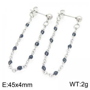 Stainless Steel Chain Earrings With Colorful Beads Gold Silver Color - KE118980-Z