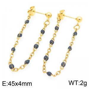Stainless Steel Chain Earrings With Colorful Beads Gold Silver Color - KE118981-Z