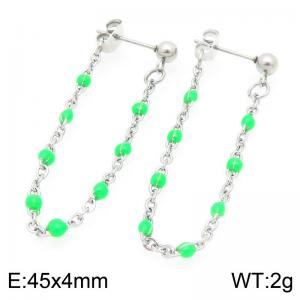 Stainless Steel Chain Earrings With Colorful Beads Gold Silver Color - KE118982-Z
