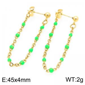 Stainless Steel Chain Earrings With Colorful Beads Gold Silver Color - KE118983-Z