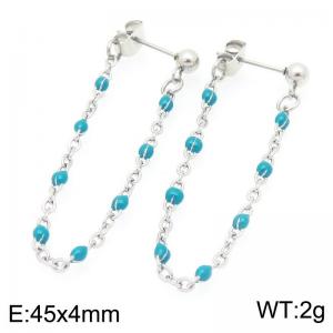 Stainless Steel Chain Earrings With Colorful Beads Gold Silver Color - KE118984-Z