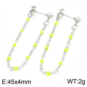 Stainless Steel Chain Earrings With Colorful Beads Gold Silver Color - KE118986-Z