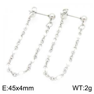 Stainless Steel Chain Earrings With Colorful Beads Gold Silver Color - KE118988-Z