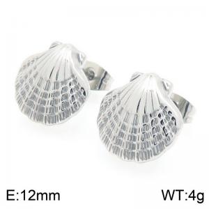 Fashionable ocean style stainless steel shell earrings - KE119036-Z