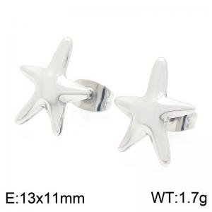 Fashionable ocean style stainless steel smooth starfish earrings - KE119039-Z