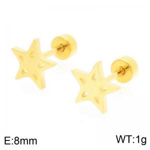 European and American fashion personality stainless steel creative hollow out pentagram temperament gold earrings - KE119086-KC
