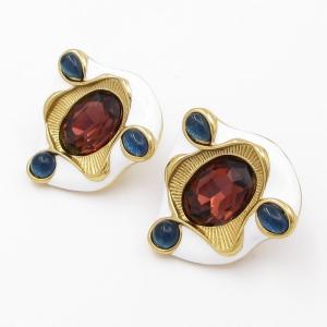 Stainless Steel Stone&Crystal Earring - KE119231-SP