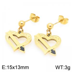 Stainless Steel Piercing Through the Heart Charm Earrings Women Fashion Jewelry Stud Earrings - KE119408-Z