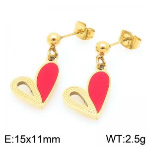 Cute Lovely Heart Stainless Steel Hoop Earrings for Women Fashion Party Jewelry Heart Stitching Earrings - KE119410-Z