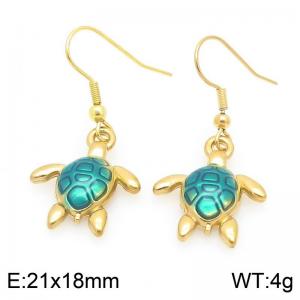 Fashionable vacation style stainless steel colorful turtle earrings - KE120016-Z