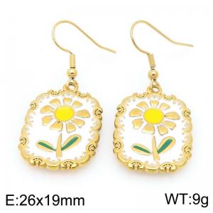 Fashionable countryside style stainless steel colorful flower earrings - KE120017-Z