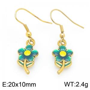 Fashionable countryside style stainless steel colorful flower earrings - KE120020-Z