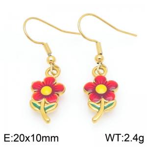 Fashionable countryside style stainless steel colorful flower earrings - KE120021-Z