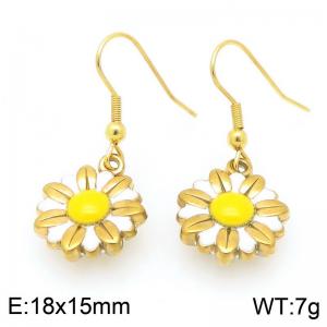 Fashionable countryside style stainless steel colorful flower earrings - KE120030-Z