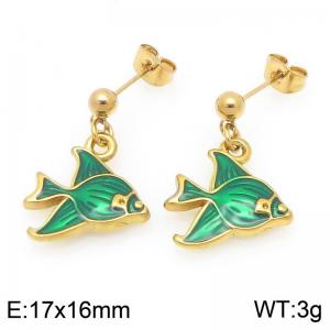 Stainless steel fashionable ocean style tropical fish earrings - KE120033-Z
