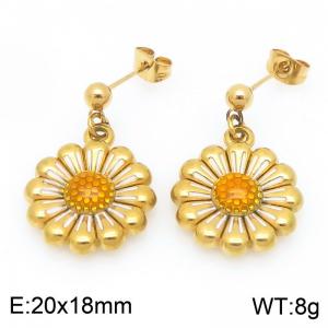 Fashionable countryside style stainless steel colorful flower earrings - KE120038-Z