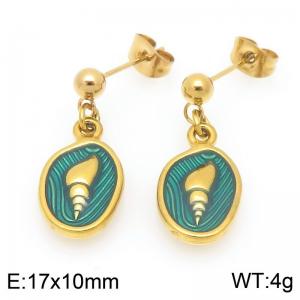 Stainless steel fashionable ocean style conch earrings - KE120039-Z