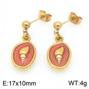 Stainless steel fashionable ocean style conch earrings - KE120040-Z
