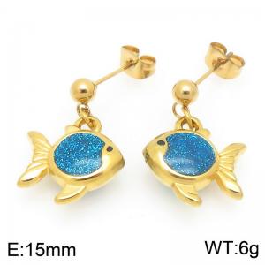 Stainless steel fashionable ocean style tropical fish earrings - KE120041-Z