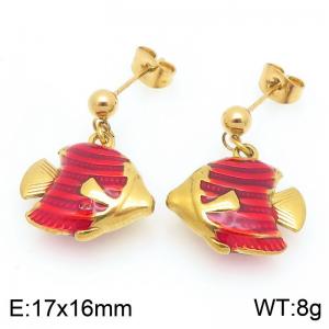 Stainless steel fashionable ocean style tropical fish earrings - KE120043-Z