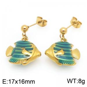Stainless steel fashionable ocean style tropical fish earrings - KE120044-Z