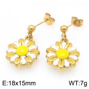 Fashionable countryside style stainless steel colorful flower earrings - KE120045-Z