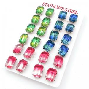 Stainless Steel Stone&Crystal Earring - KE120046-FA