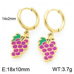 European and American fashion personality stainless steel creative fruit series grape pendant temperament gold earrings - KE120096-Z