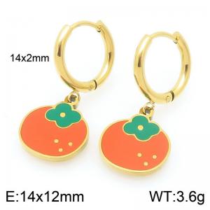 European and American fashion personality stainless steel creative fruit series persimmon pendant temperament gold earrings - KE120101-Z