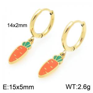 European and American fashion personality stainless steel creative fruit series carrot pendant temperament gold earrings - KE120104-Z