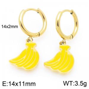 European and American fashion personality stainless steel creative fruit series banana pendant temperament gold earrings - KE120107-Z