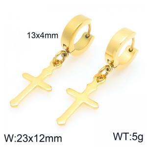 Fashionable and trendy stainless steel cross earrings - KE120252-Z