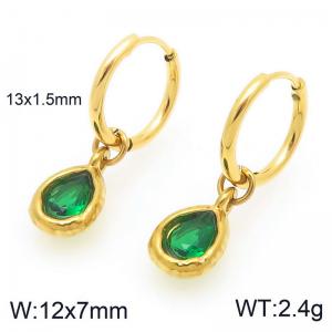 Fashionable and trendy stainless steel droplet gemstone earrings - KE120254-Z