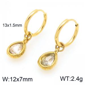 Fashionable and trendy stainless steel droplet gemstone earrings - KE120256-Z