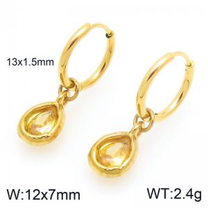 Fashionable and trendy stainless steel droplet gemstone earrings - KE120257-Z