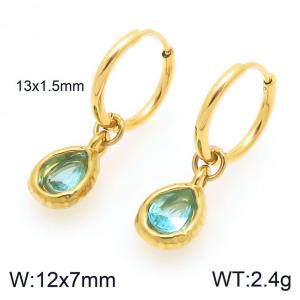 Fashionable and trendy stainless steel droplet gemstone earrings - KE120258-Z