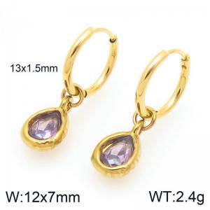 Fashionable and trendy stainless steel droplet gemstone earrings - KE120259-Z