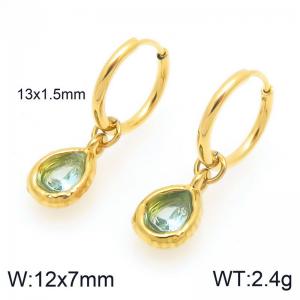 Fashionable and trendy stainless steel droplet gemstone earrings - KE120260-Z