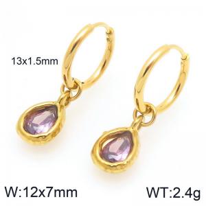 Fashionable and trendy stainless steel droplet gemstone earrings - KE120261-Z