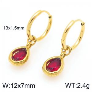 Fashionable and trendy stainless steel droplet gemstone earrings - KE120262-Z