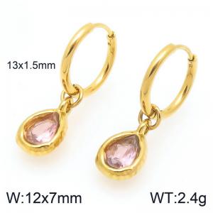 Fashionable and trendy stainless steel droplet gemstone earrings - KE120263-Z