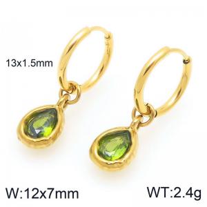 Fashionable and trendy stainless steel droplet gemstone earrings - KE120264-Z