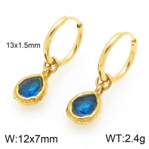 Fashionable and trendy stainless steel droplet gemstone earrings - KE120265-Z