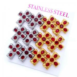 Stainless Steel Stone&Crystal Earring - KE120819-HR