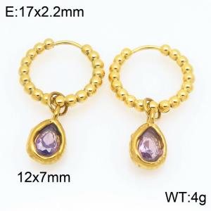 Stainless Steel Stone&Crystal Earring - KE121214-Z